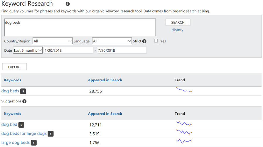 Bing Keyword Research