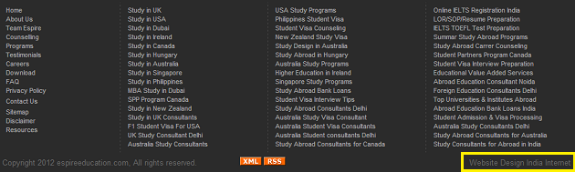 espire footer - 630 Footer - Website Design India Internet