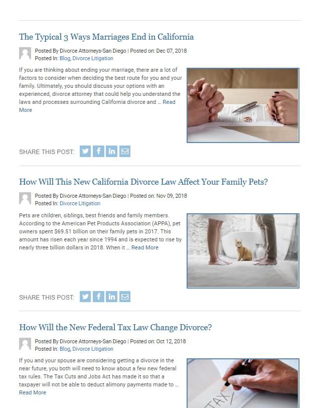 blog screenshot of Blog for Our Divorce Attorneys in San Diego California