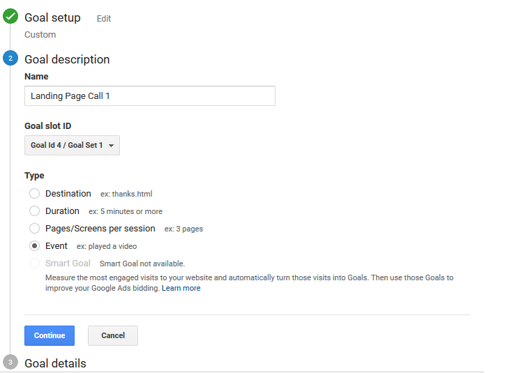 Add A Goal Description - Goal Section Google Analytics