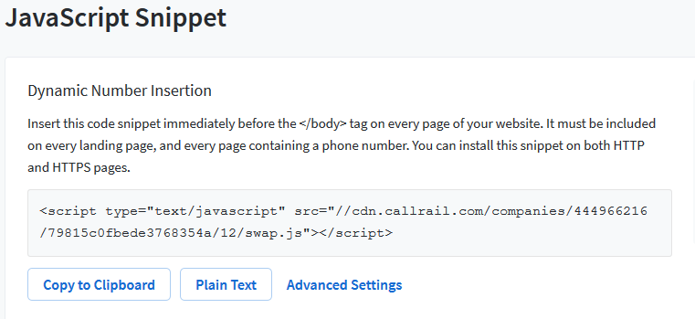 Add JavaScript Snippet