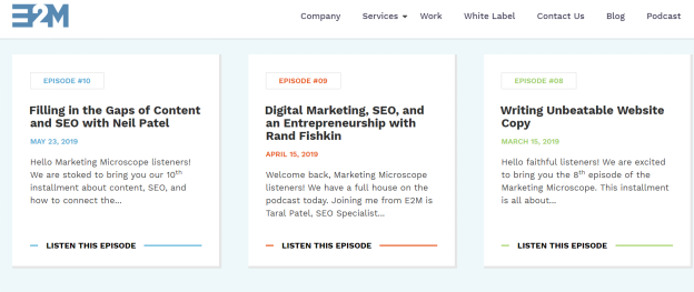 Example of How E2M shares Thought Leadership Content through Podcast