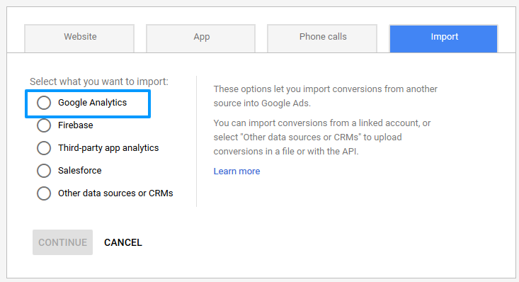Import Goals from Google Analytic