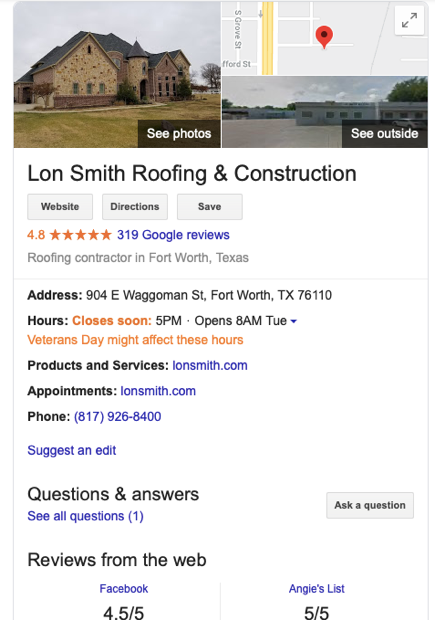 GMB Listing Example
