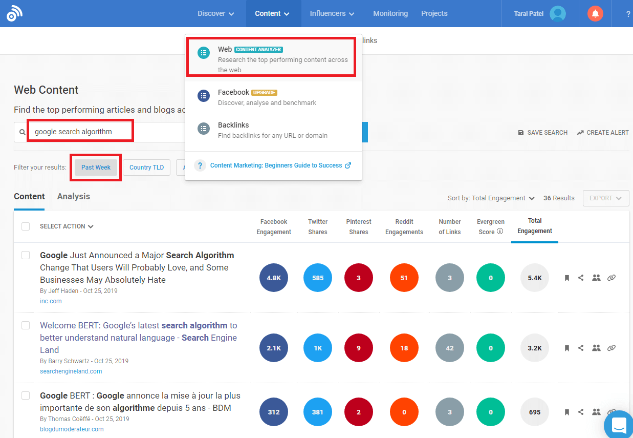 Buzzsumo for Trending Keywords web content