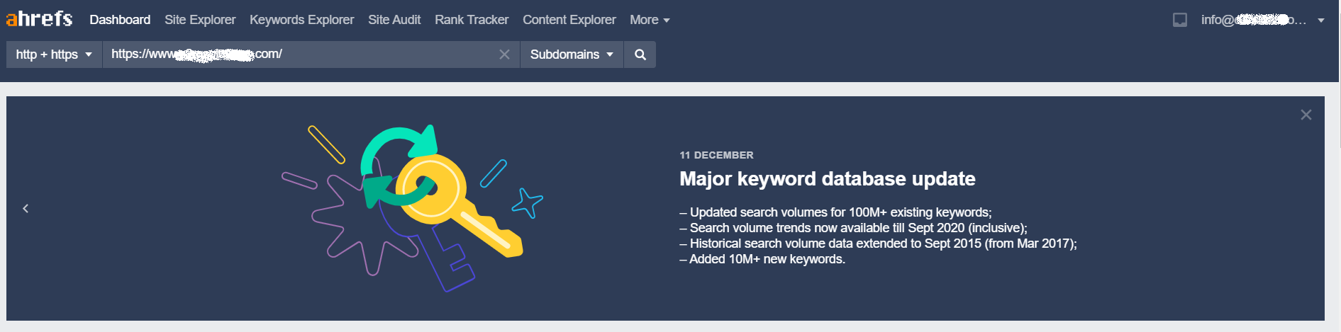 Enter the URL in the Ahrefs search box