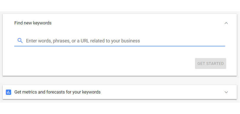 Open google keyword planner