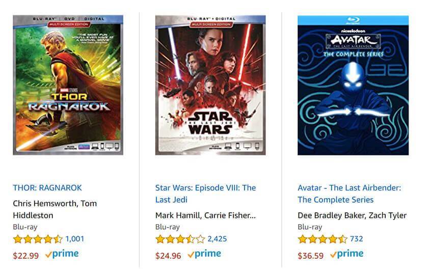 product titles and prices on category page