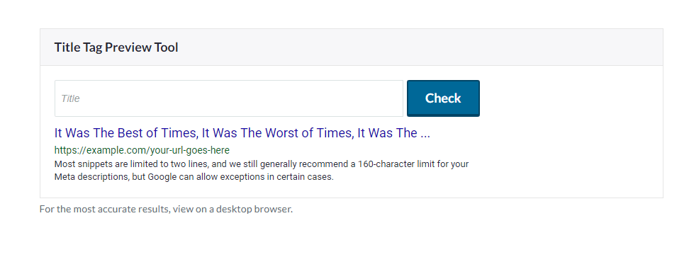 Moz title tag preview tool
