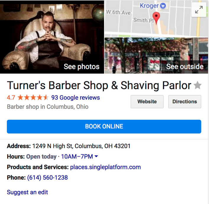 Booking button on Google