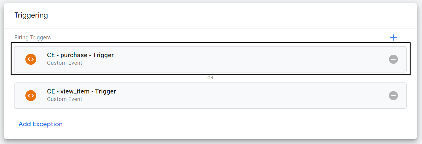 Select purchase event trigger Select purchase event trigger