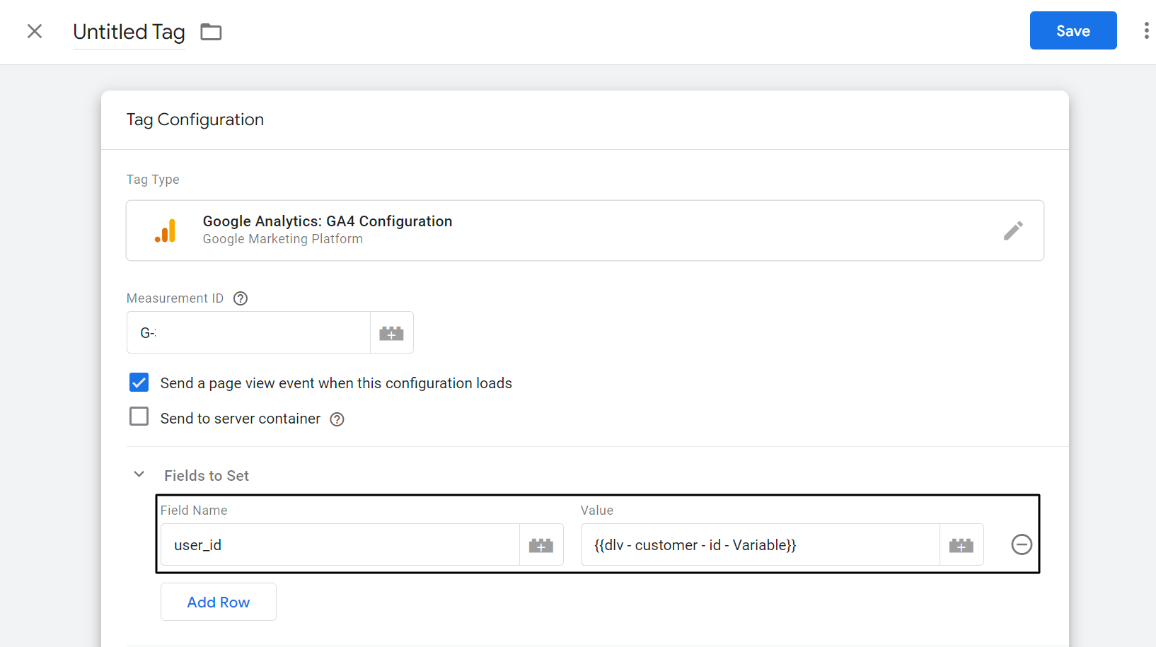 5 add user id under Fields to set