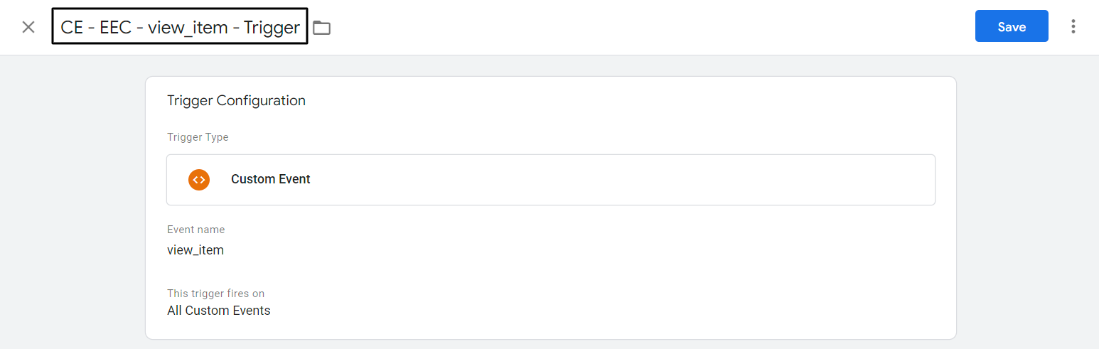 Rename the Trigger - view_item Rename the Trigger - view_item