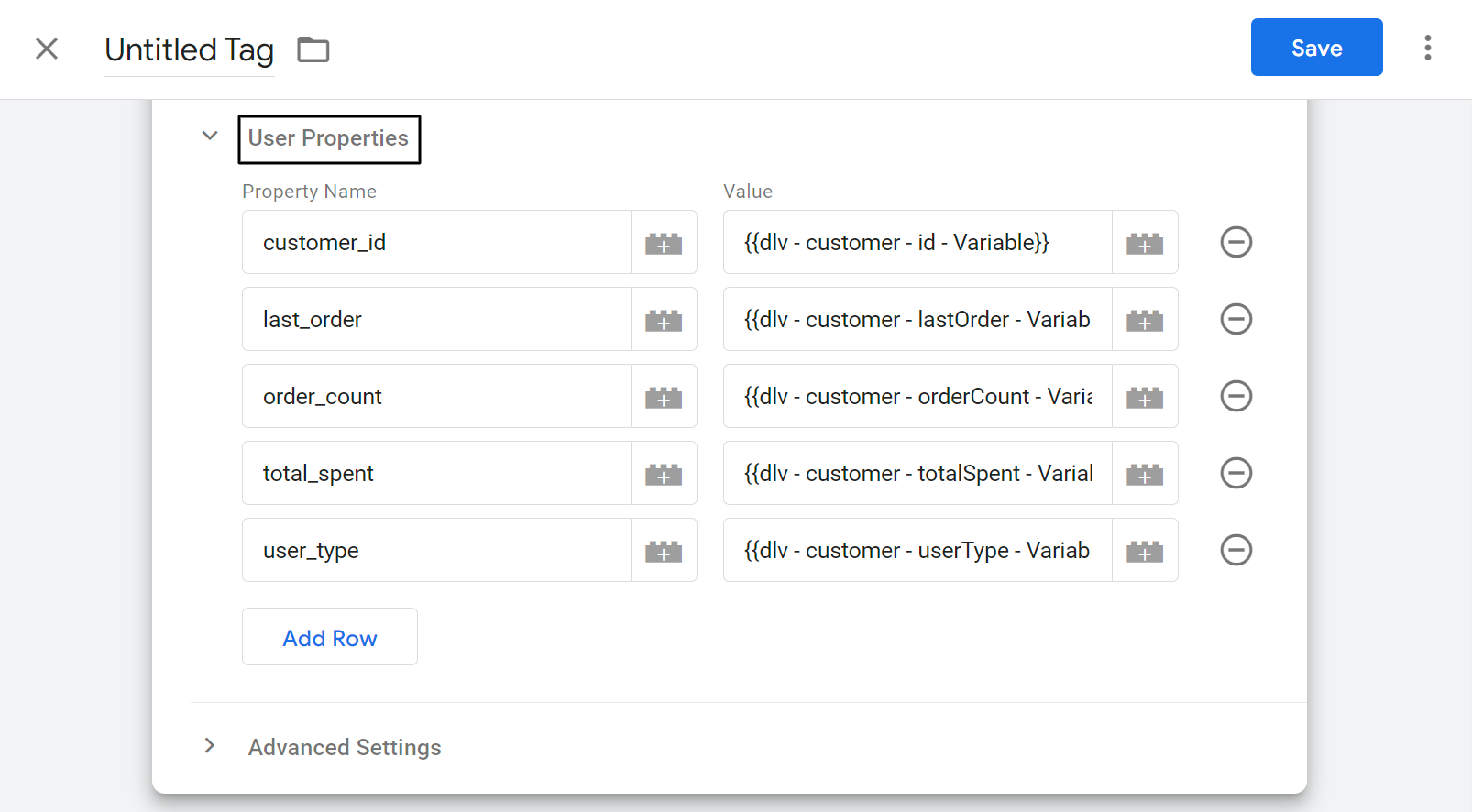 User Properties Assign Property Name and value User Properties Assign Property Name and value