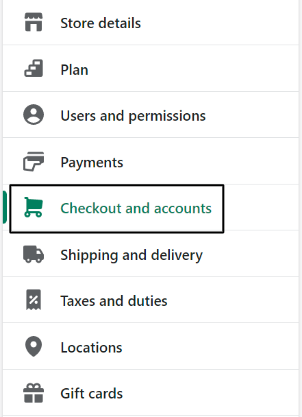 Click on Checkout and accounts Click on Checkout and accounts