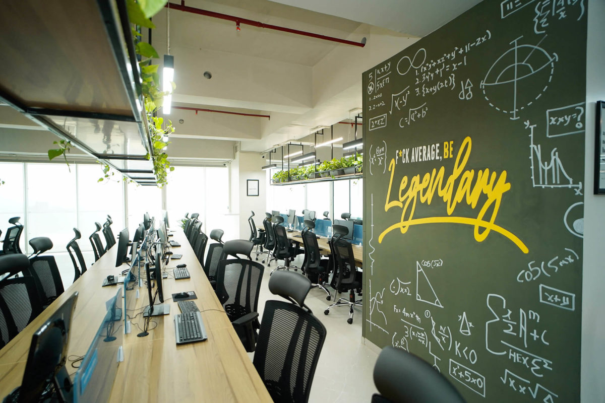 Inspiration wall painting of F*ck Average, Be Legendary with Maths Numericals