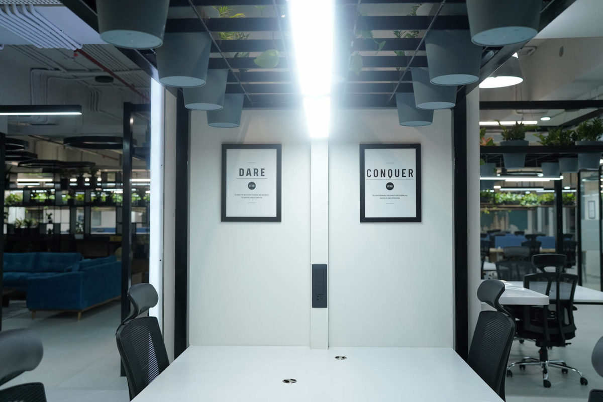 Workdesk with Motivational Digital Print Quotes