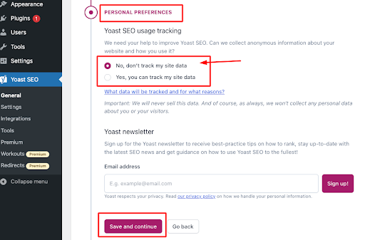 Personal Preferences to Track your Website Data
