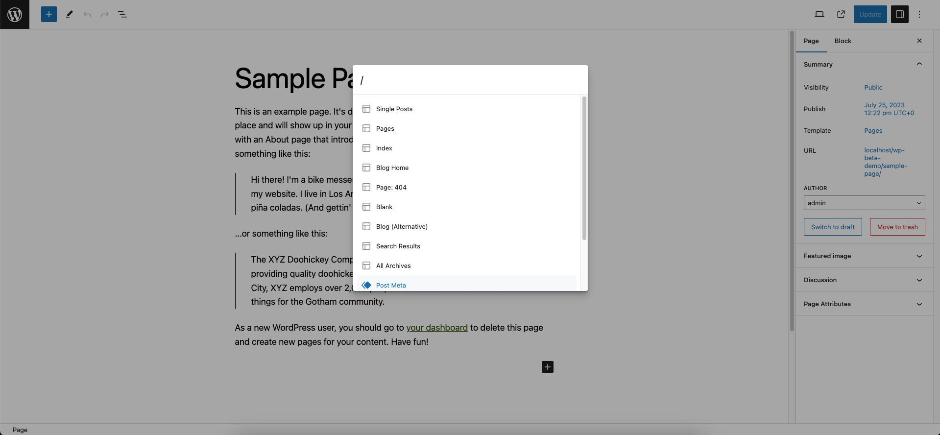 commands in wp 6.3