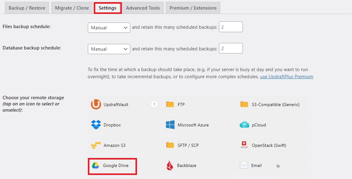 - Choose your remote storage.