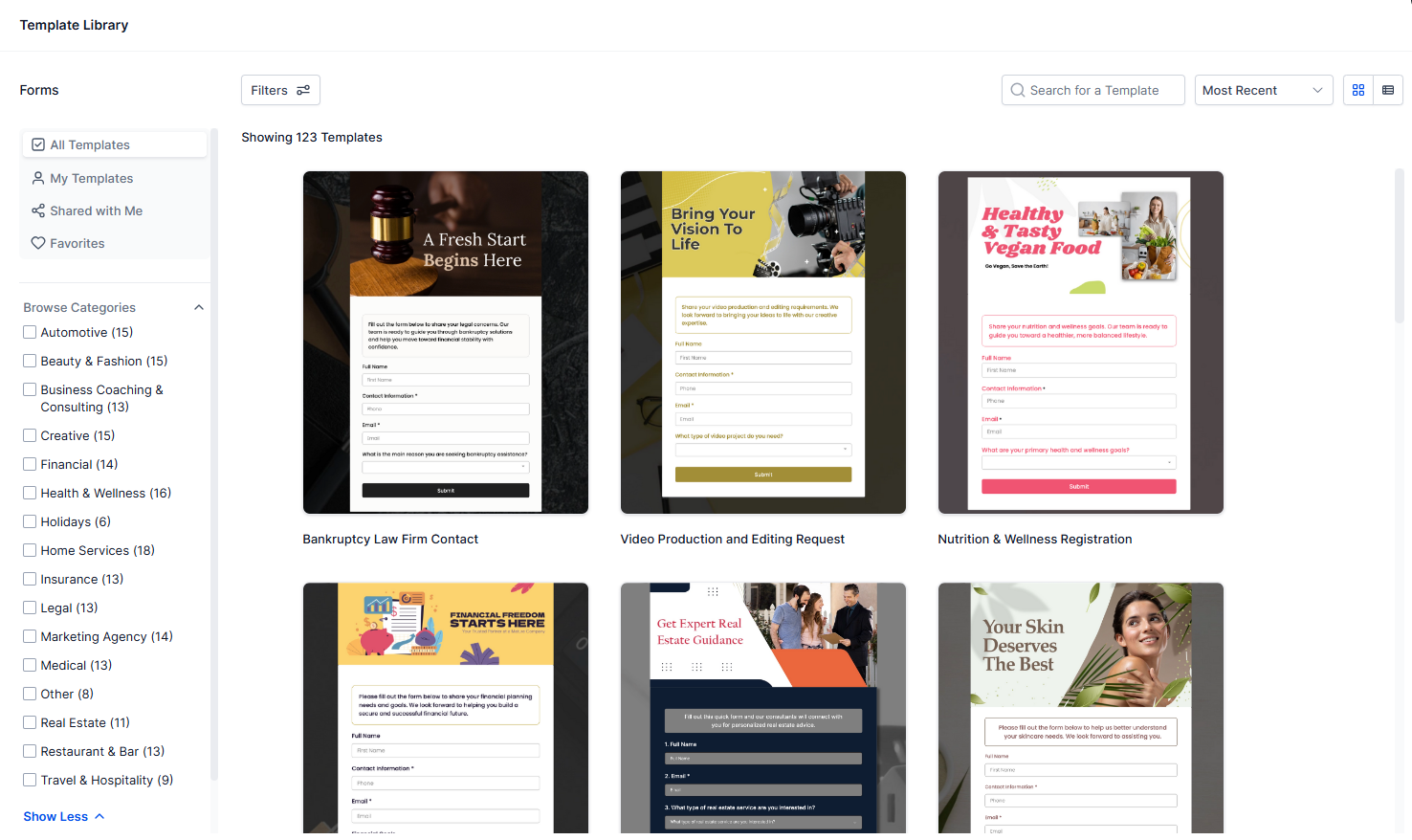 Survey & Form Templates- GoHighLevel