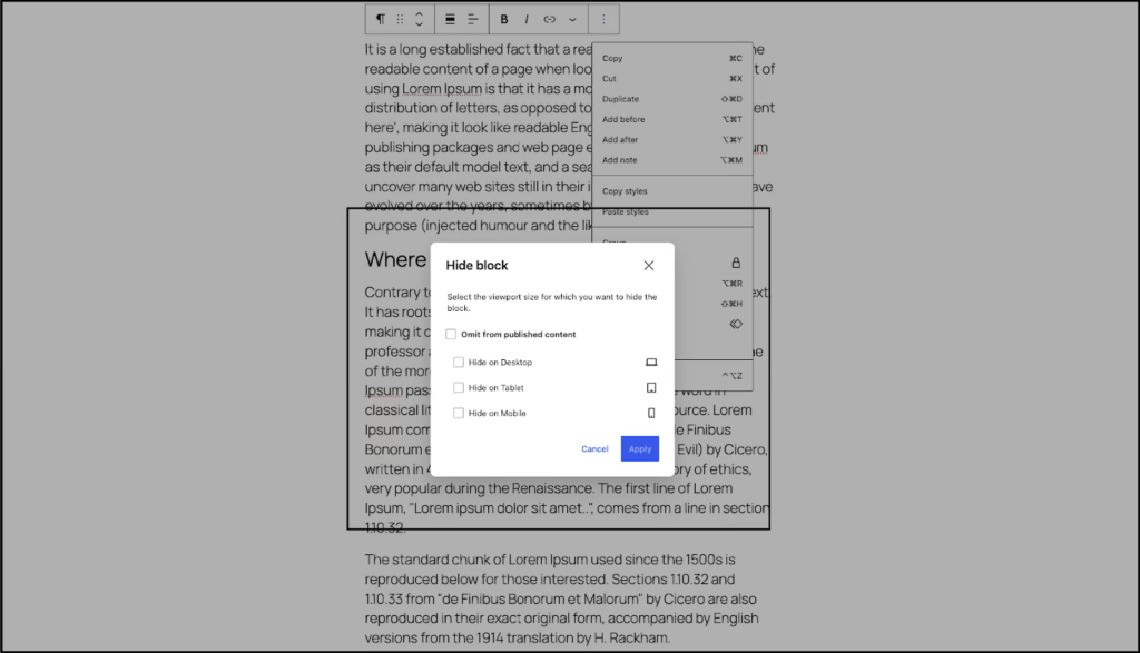 Responsive block design in WordPress showing mobile-friendly layout adaptation