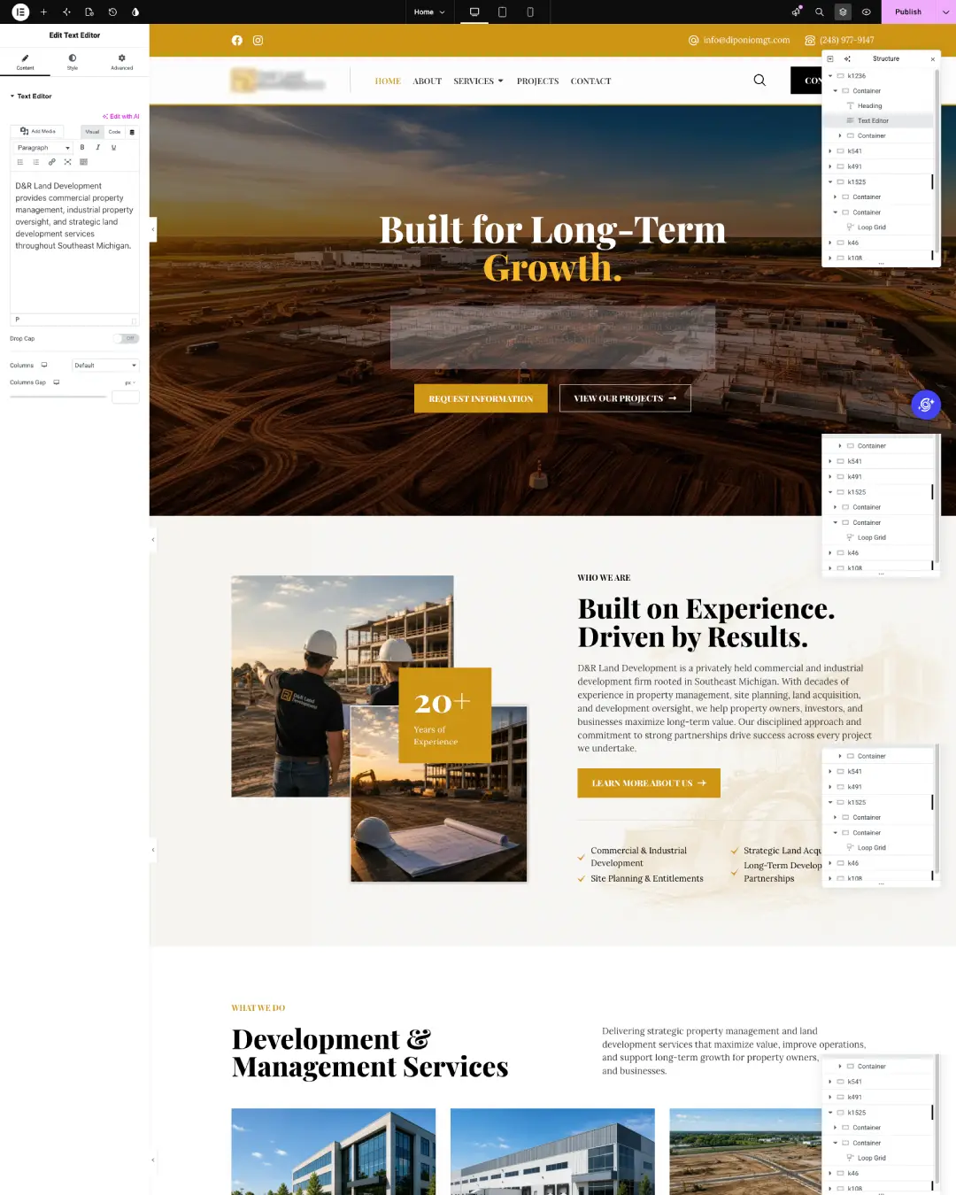 Original Figma website design before AI-powered WordPress development for a white label agency project