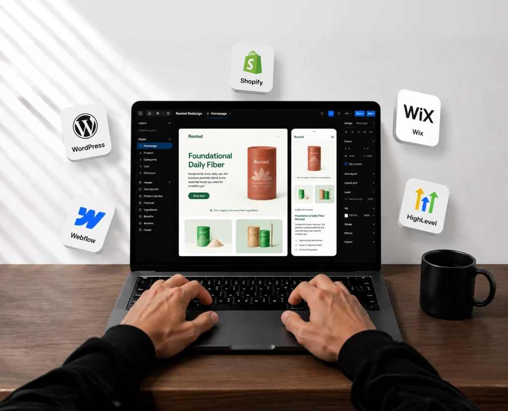 White label website design and development — agency client project mockup on laptop