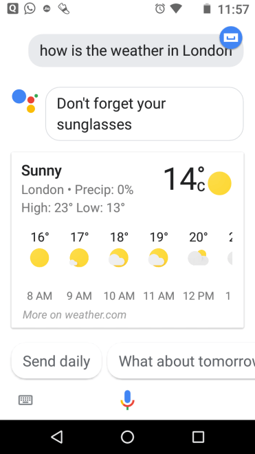 Using Google Assistant to ask question about weather