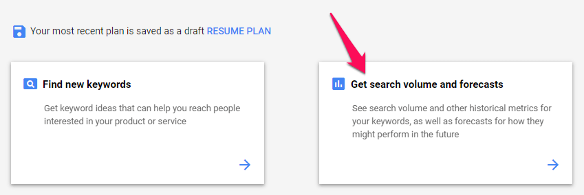 Get Search Volume and Forecasts Option of Google Keyword Planner