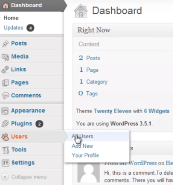 Wordpress Dashboard - Admin Panel