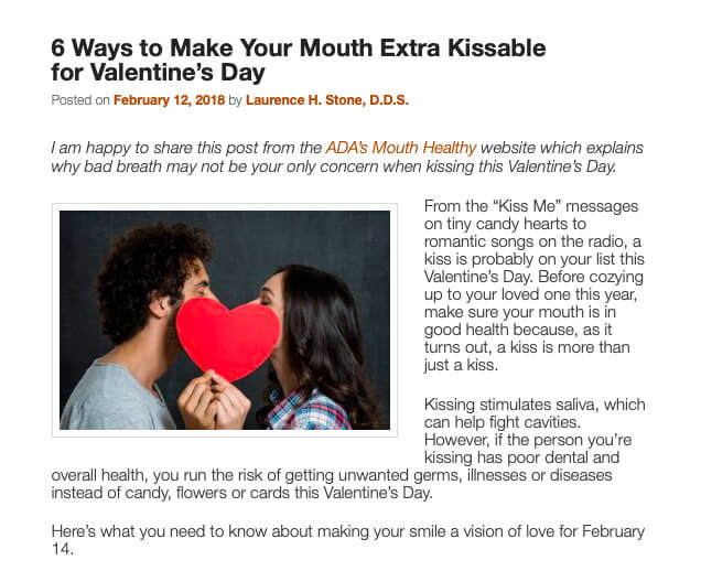 local seo for dentists - blog post about ways to make your mouth extra kissable for valentines day - san diego