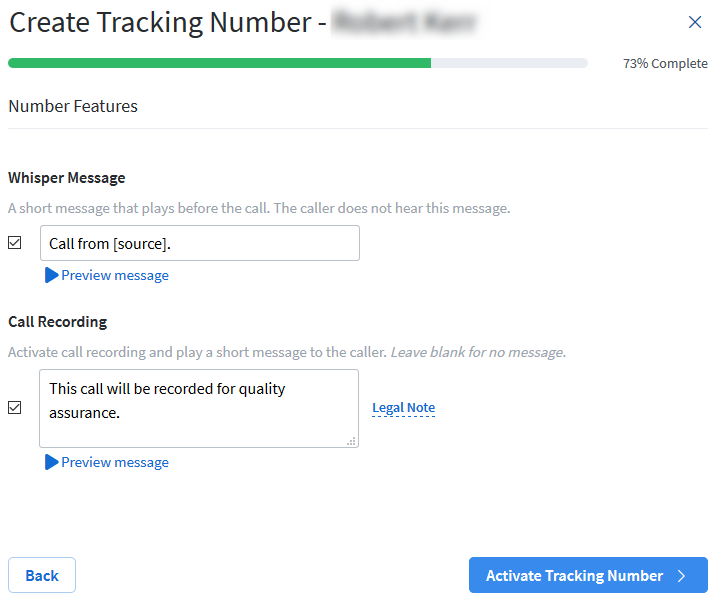 Activate Tracking Number