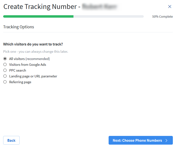 Choose Phone Numbers - Call Tracking
