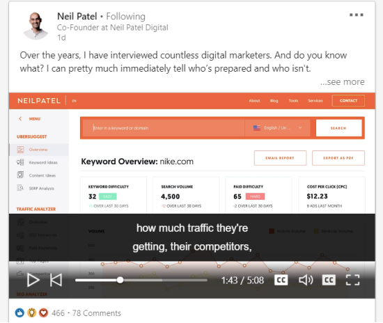 Neil Patel Using Linkedin For Content Distribution