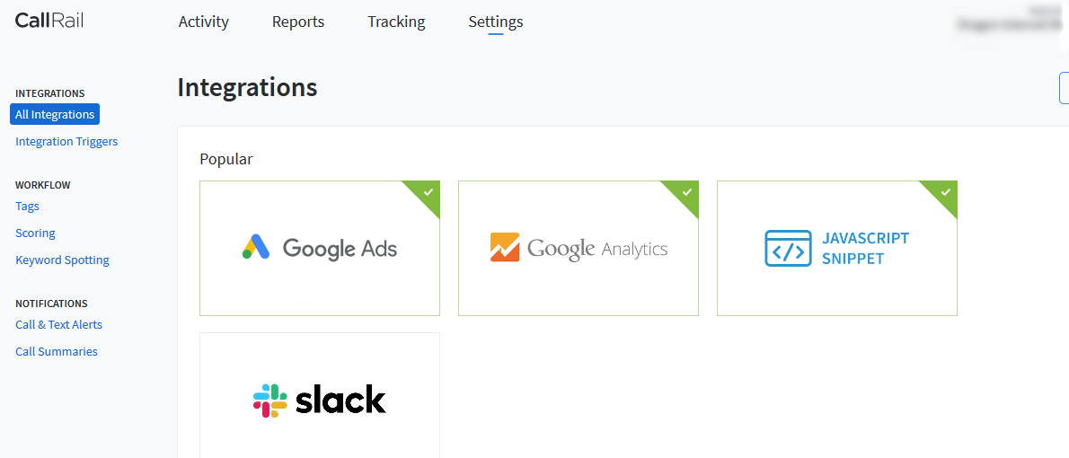 Settings Page to Integrate Google Analytics