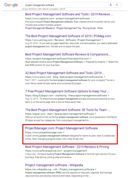 Google SERP For Query-project Management Software