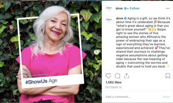 dove instagram shoving aging customer
