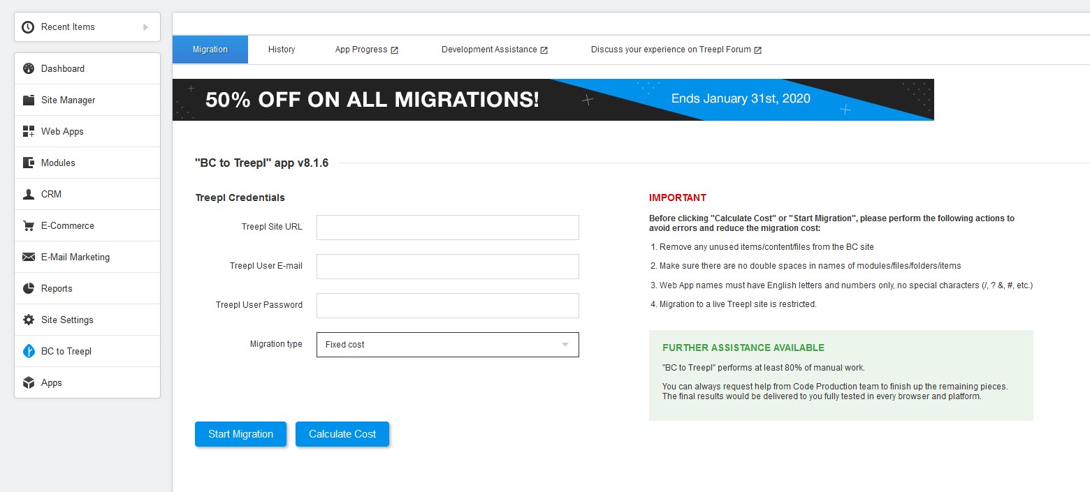 Adobe BC to Treepl App Migration - custom migration
