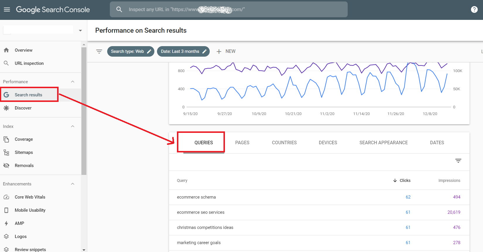 finding search queries from google search console