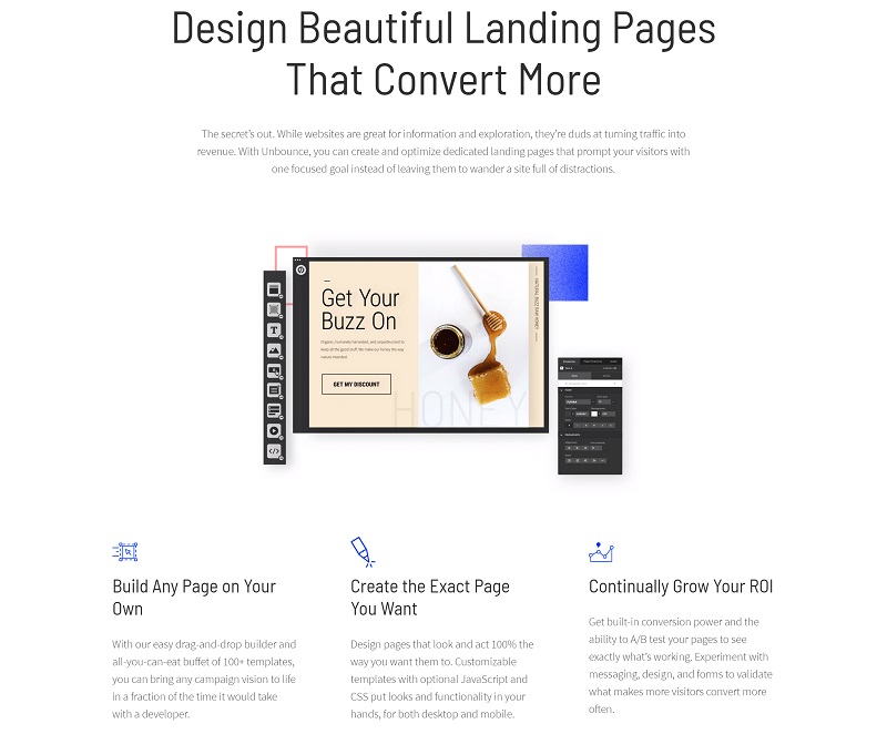 unbounce homepage design for lading pages to increase conversion