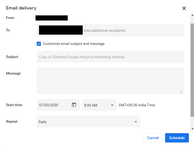 Schedule Report Delivery Using Schedule Email Delivery Feature