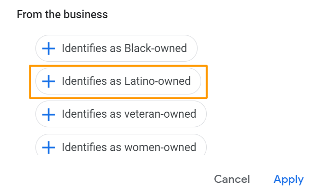 GMB Gets Identifies as Latino-owned Attribute