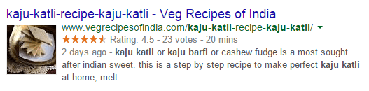 rich snippets for sweet kaju katli recipes