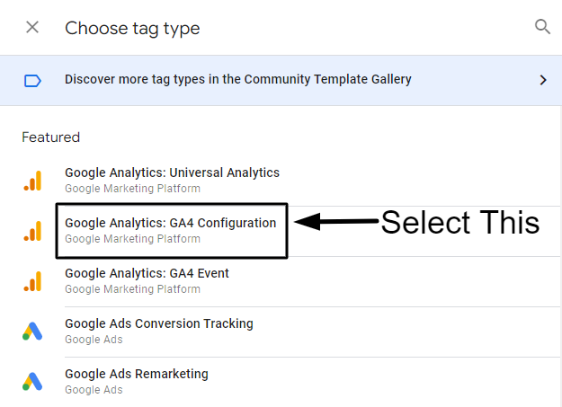 Select Google Analytics: GA4 Configuration