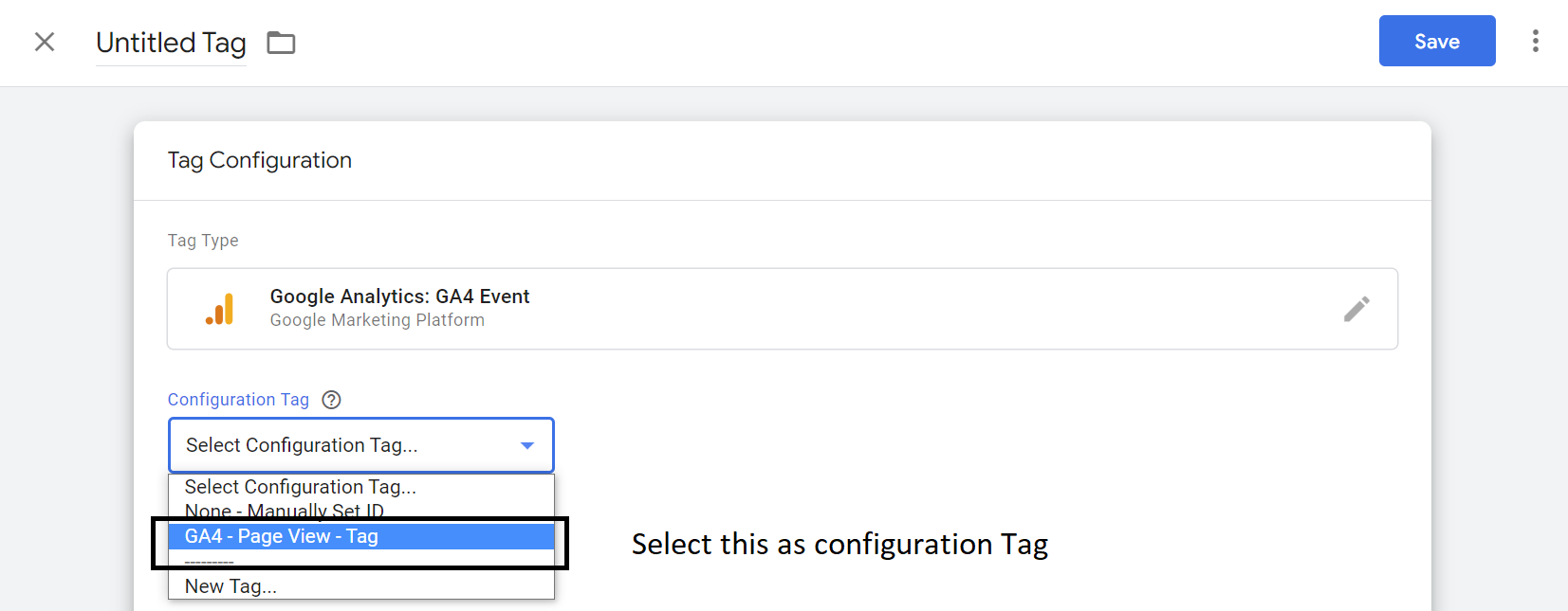 Select Configuration Tag form the drop down