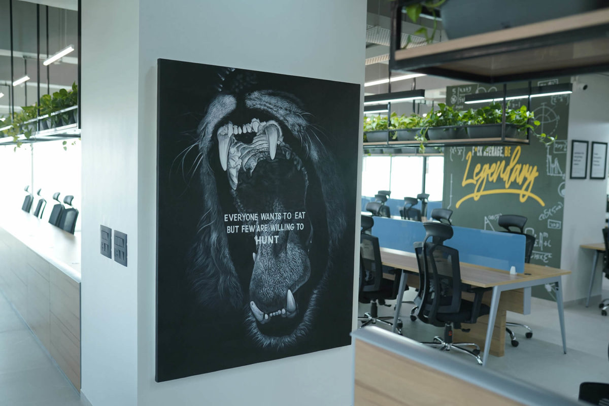 Everyone Wants to EAT But few are willing to HUNT - A Motivational Thought on Canvas Painting at Office Wall
