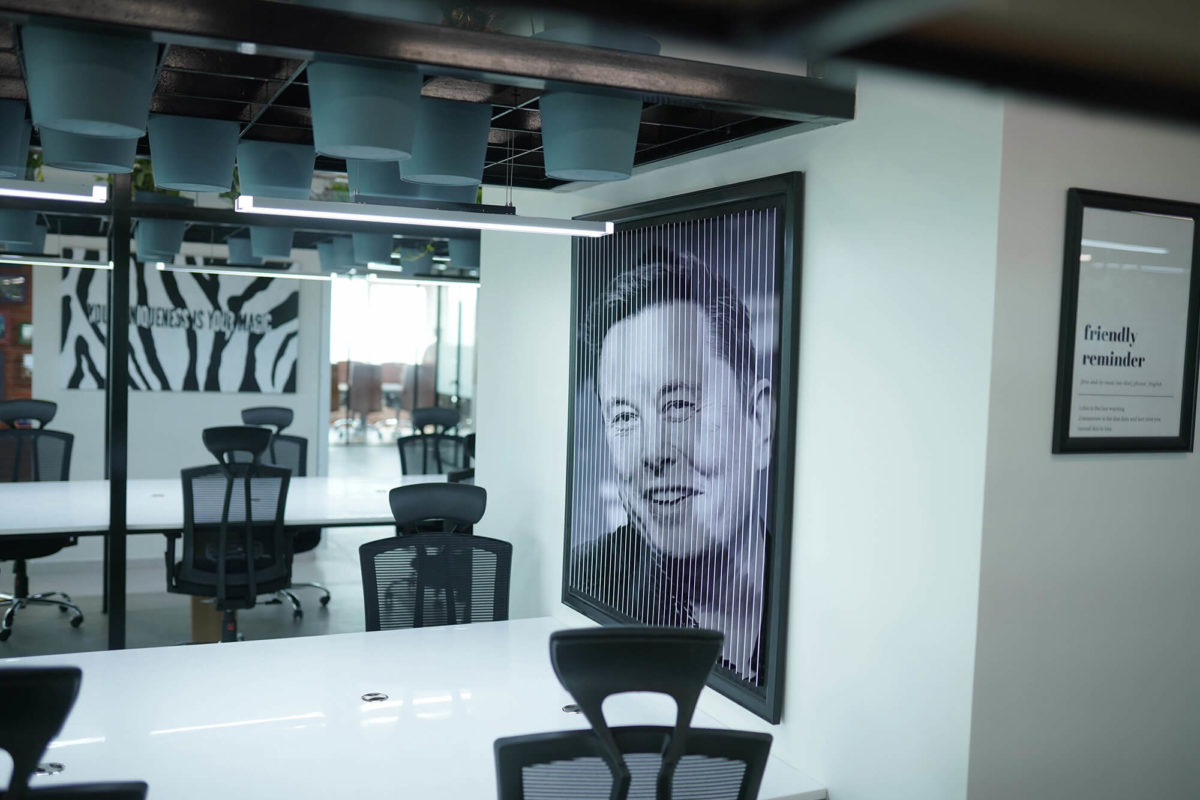 Wall Piece of Elon Musk - Tri-Portrait - Right View