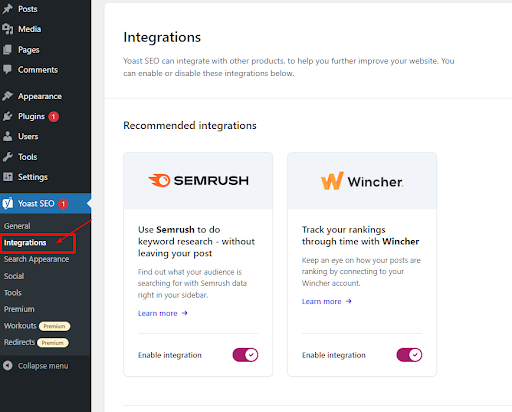 Recommended Integrations from Yoast SEO
