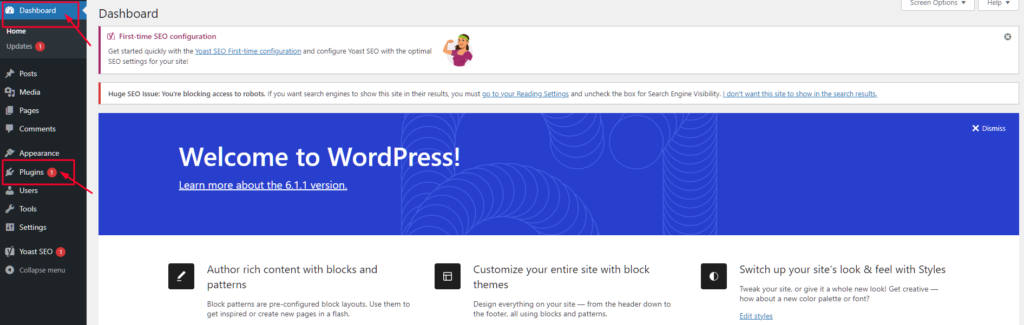 Go to the WordPress Dashboard